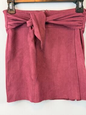 P.Cill Mini Skirt Maroon Burgundy Knot Tie Womens Small